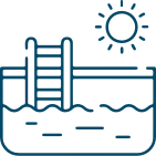 Habitaciones con vistas al mar y a la piscina